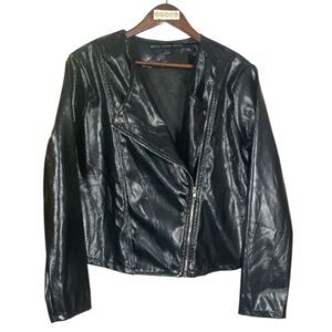 HY FVE Women's Black Leather Jacket / Wms XL